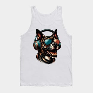 Treeing Tennessee Brindle Smiling DJ in Japanese Art Tank Top